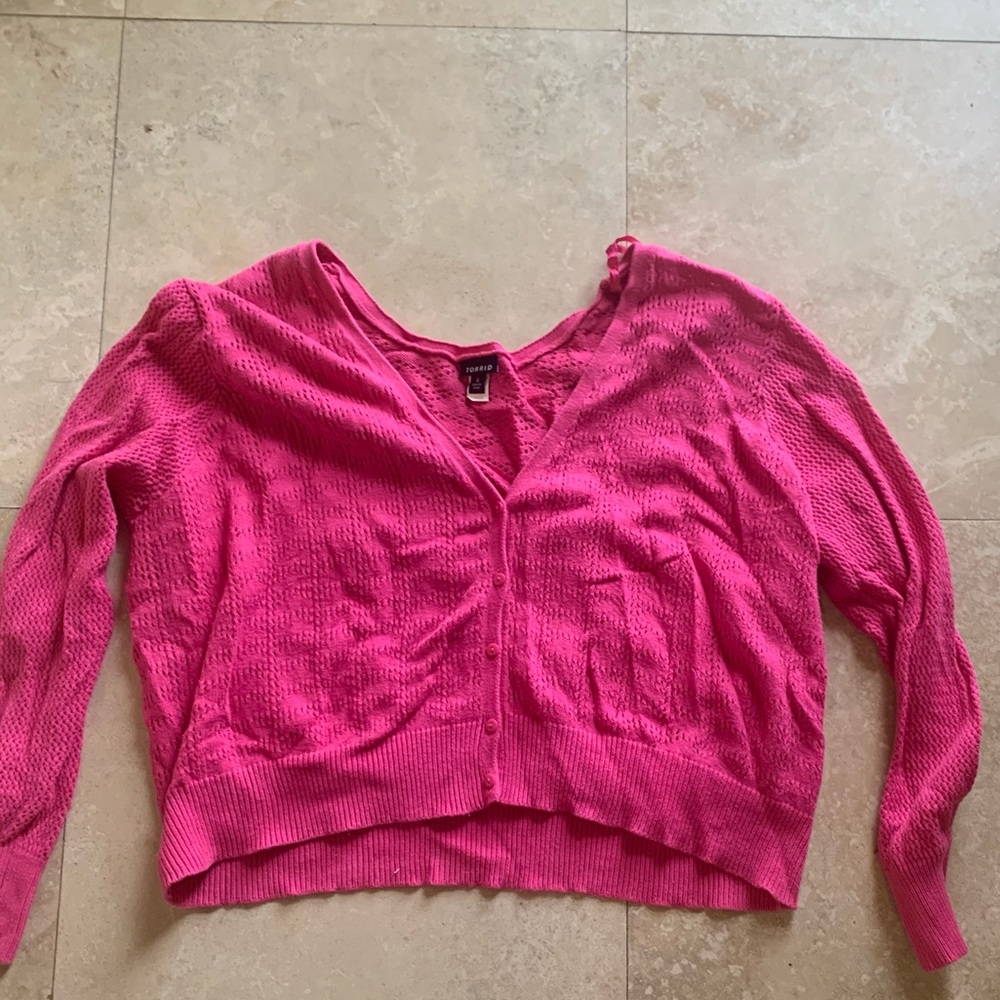 Torrid pink button up sweater